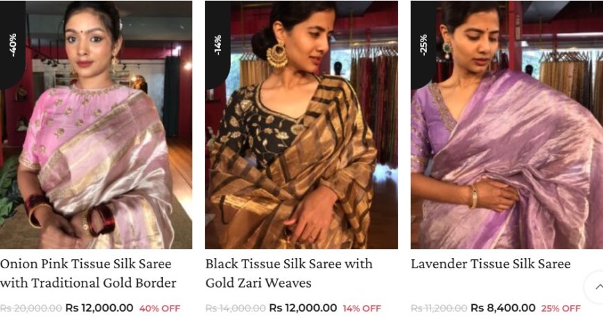 Buy Tissue Silk Sarees - Mirra Clothing